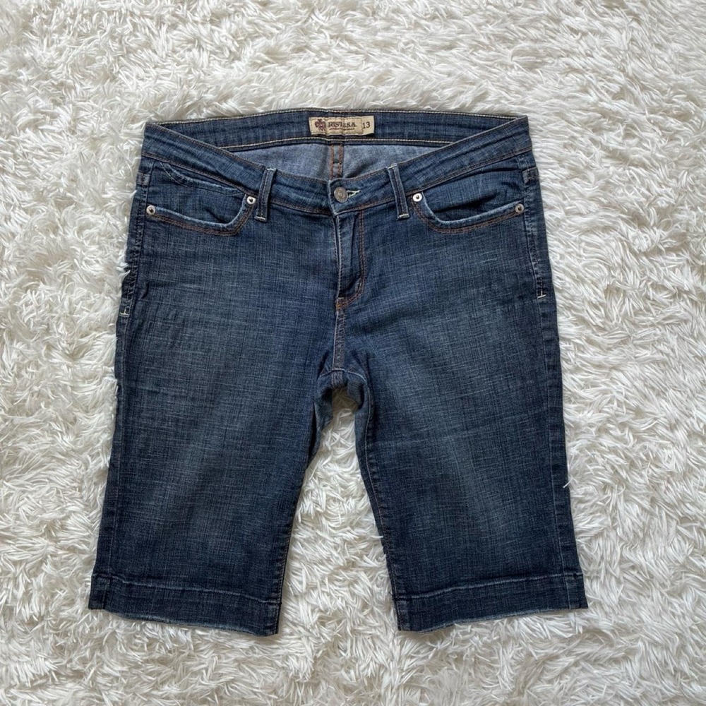 Y2K Glam Chic Just USA low rise capri jean shorts in size 13 Made in USA